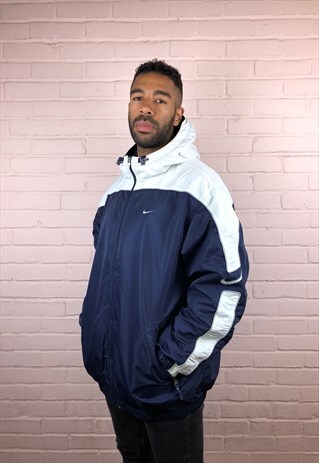 VINTAGE NAVY NIKE PUFFER JACKET IN NAVY / WHITE