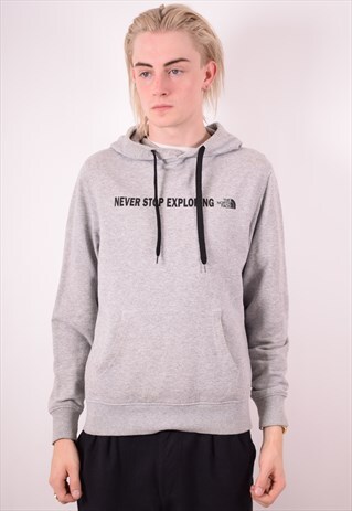THE NORTH FACE MENS VINTAGE HOODIE JUMPER SMALL GREY 90S