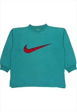 Vintage 90's Nike Sweatshirt Swoosh Pullover Turquoise Blue