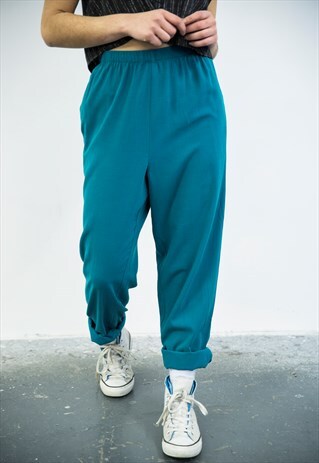 VINTAGE 1990S TURQUOISE HIGH-WAISTED TROUSER