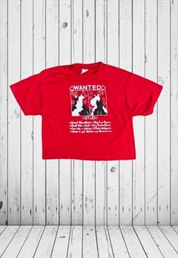 vintage red joke stud cow wanted cartoon t-shirt 