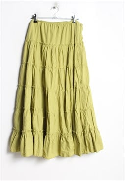 Vintage Y2k Frilly Skirt Midi Green