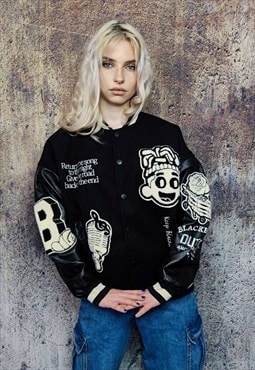 Hip-hop varsity jacket faux leather rapper jacket USA bomber