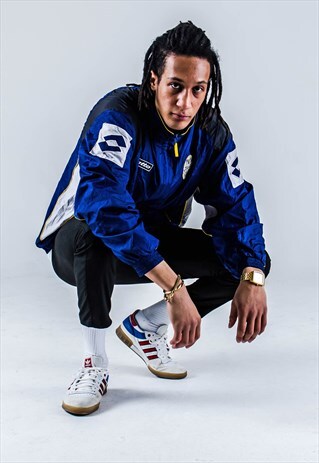 VINTAGE 90S LOTTO SOCCER JACKET IN BLUE