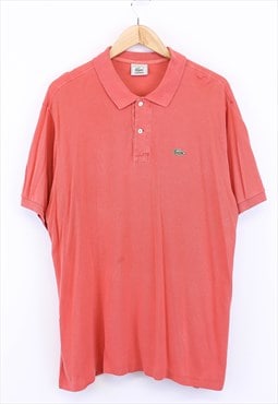 Vintage Lacoste Polo Shirt Coral Short Sleeve With Logo Tab