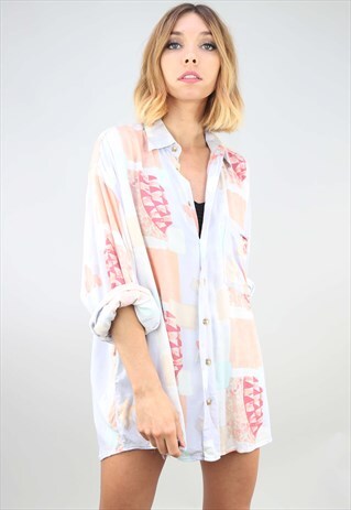 VINTAGE OVERSIZED LONG SLEEVE PATTERNED SHIRT