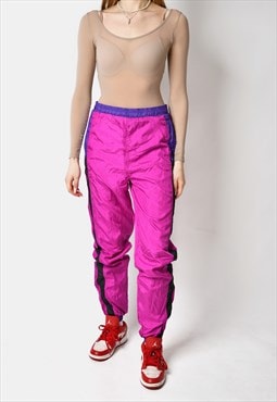 Vintage wind joggers in pink 90s retro nylon sport pants
