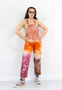 Tie dye overalls reworked dungarees in multi