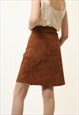 80S VINTAGE BROWN HIGH WAISTED SUEDE A LINE SKIRT 4702