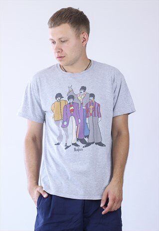 VINTAGE MENS THE BEATLES BIG LOGO T-SHIRT