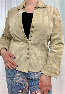Vintage 1980s cream suede jacket 