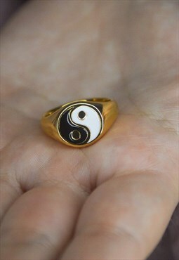 Golden Yin Yang Ring