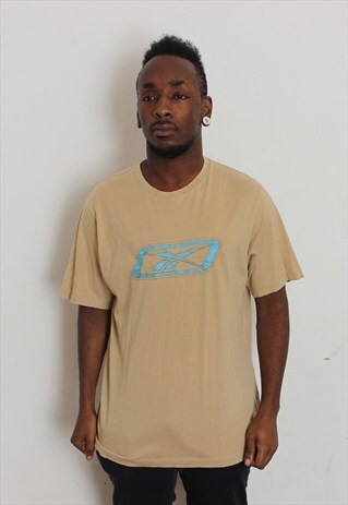 VINTAGE BEIGE REEBOK SPORTS T-SHIRT MEDIUM