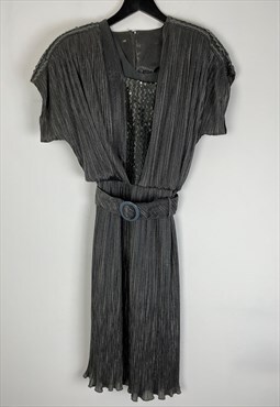 Silver 80s Sparkle Sequin Cocktail Party Dress
