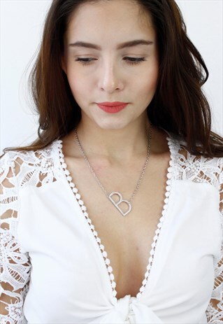 SILVER LETTER 'B' MONOGRAM CHAIN NECKLACE