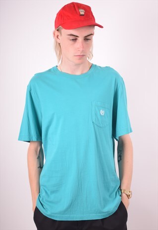 CHAPS MENS VINTAGE T-SHIRT TOP LARGE BLUE 90S