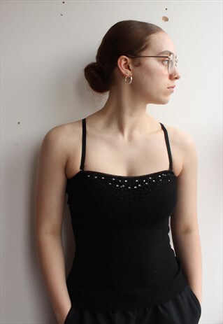 VINTAGE BLACK ARMANI KNIT CAMI TOP