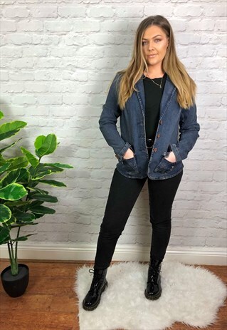 VINTAGE 90S LEVIS BLAZER STYLE DENIM JACKET BLUE UK 12
