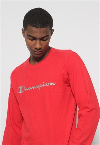 VINTAGE CHAMPION LONG SLEEVED LOGO T-SHIRT RED