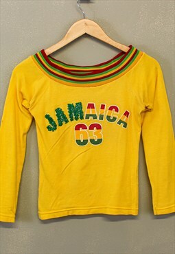 Vintage Y2K Jamaica Long Sleeve Top Yellow With Print
