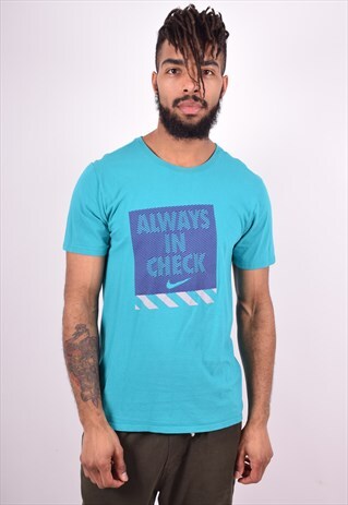 NIKE MENS VINTAGE T-SHIRT TOP MEDIUM TURQUOISE 90'S