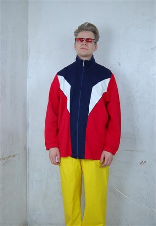 VINTAGE 80'S RETRO SPORT BAGGY FESTIVAL COOL JACKET IN RED 