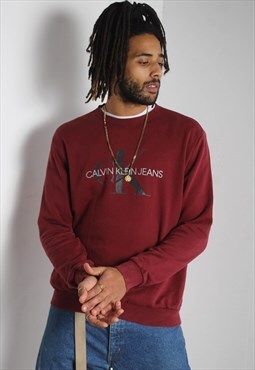 Vintage Calvin Klein Sweatshirt Big Logo Red