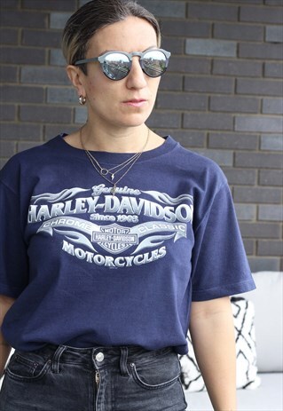 VINTAGE Y2K HARLEY DAVIDSON NAVY FLORIDA T SHIRT