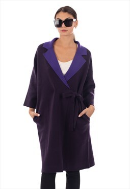Reversible Oversized Longline Cardigan in Purple