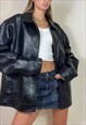 VINTAGE Y2K FAUX LEATHER BIKER RACING BOMBER JACKET BLACK
