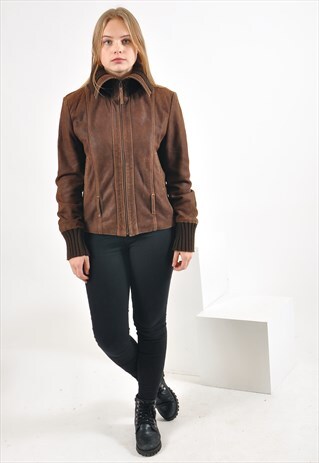 VINTAGE SUEDE LEATHER JACKET IN BROWN