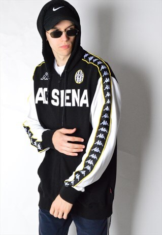 VINTAGE 90S BLACK AND WHITE FOOTBALL KAPPA HOODIE JACKET