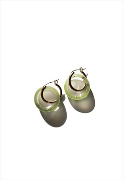 Amelie skinny green jade stone hoop earrings