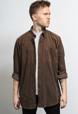 VINTAGE CORDUROY CORD SHIRT BROWN