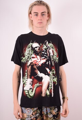 MENS VINTAGE T-SHIRT TOP MEDIUM BLACK 90S