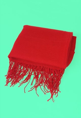 BASILE VINTAGE 90'S DESIGNER SCARF FRINGE SHAWL IN RED