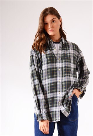 VINTAGE CHECK FLANNEL SHIRT GREEN