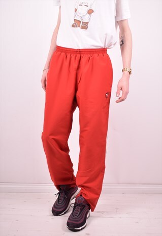 PUMA MENS VINTAGE TRACKSUIT TROUSERS W34 L32 RED 90'S