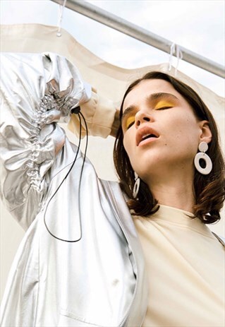 WATER PROOF SILVER METALLIC ANORAK