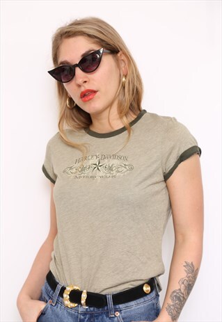 VINTAGE HARLEY DAVIDSON GREEN TOP T-SHIRT