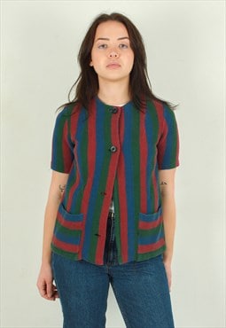 Vintage Handmade Women's M Waffle Shirt Jumper Cardigan Top