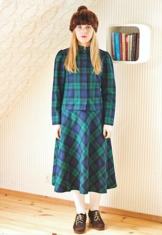 VINTAGE CHECKED GREEN WOOL SUIT