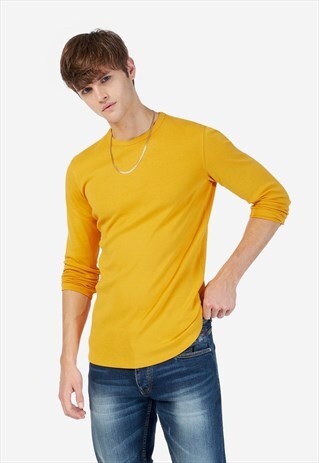 ALCOTT YELLOW BASIC COTTON LONG SLEEVES T-SHIRT
