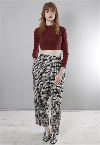 VINTAGE 90S PATTERNED HIGH WAISTED CULOTTE TROUSERS