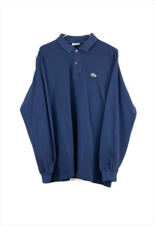 VINTAGE LACOSTE POLO SHIRT LONG SLEEVE IN BLUE S