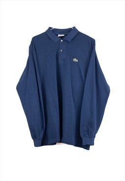 Vintage Lacoste Polo Shirt Long Sleeve in Blue S