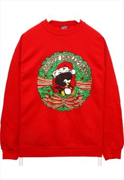 Savvy 90's Happy Holidays Crewneck Sweatshirt XLarge Red
