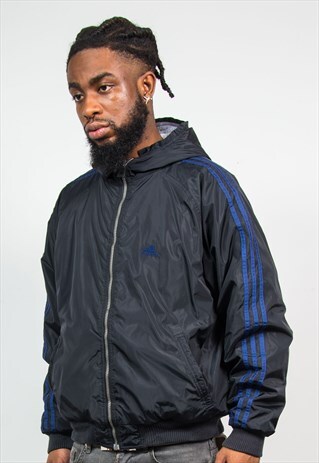 ADIDAS VINTAGE 90'S BLACK HOODED JACKET