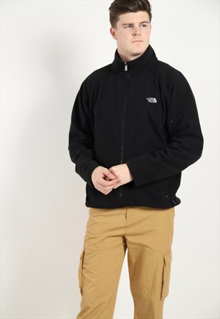 VINTAGE THE NORTH FACE SMALL LOGO FULL ZIP FLEECE BLACK