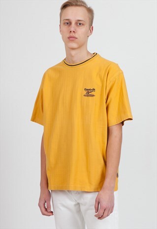 90S VINTAGE YELLOW REEBOK CREW NECK SHORT SLEEVE T-SHIRT